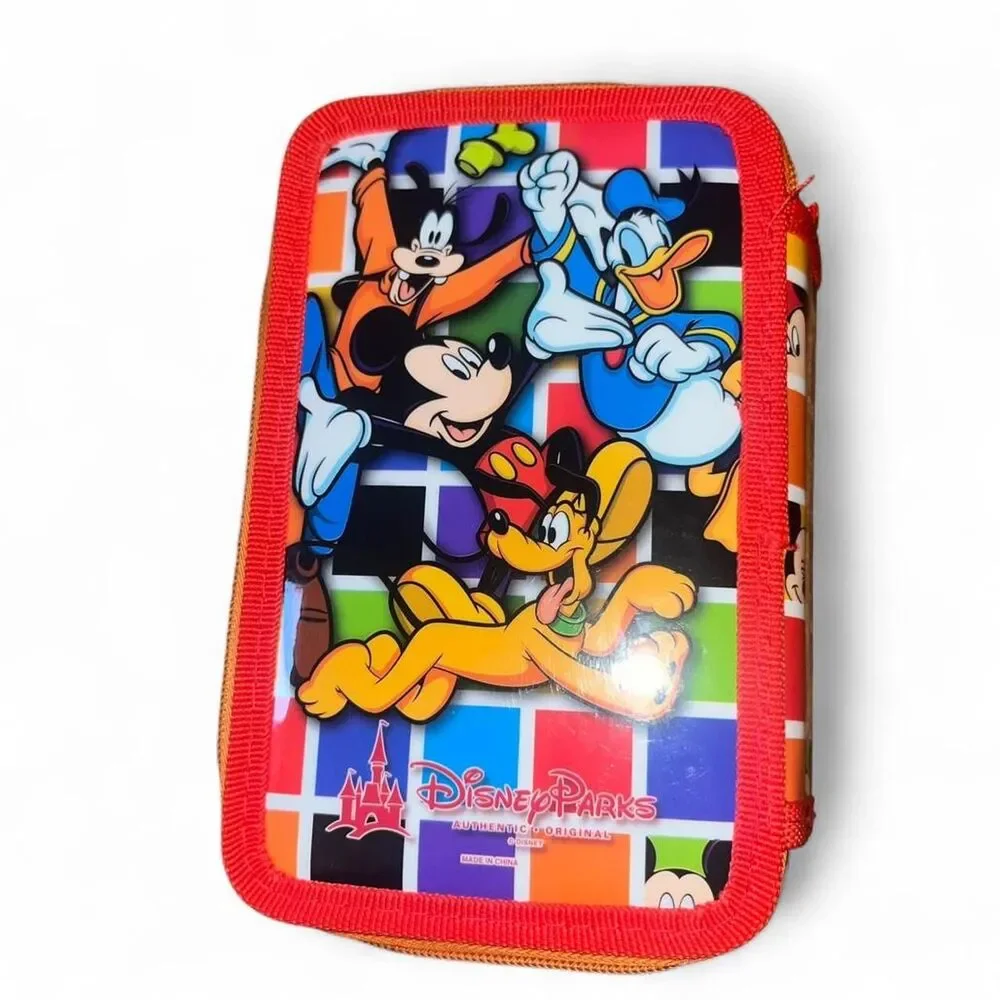 Disney Parks Mickey Mouse Vinyl Zip Up Pencil Storage Pens Case Pouch